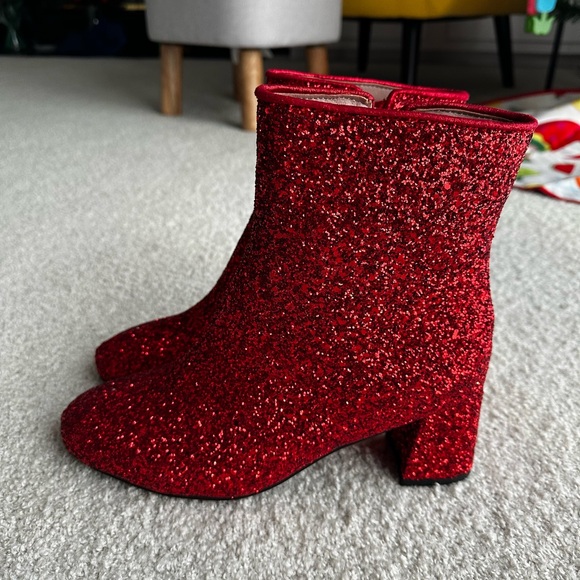 Red Glitter Ankle Boots - Picture 6 of 6